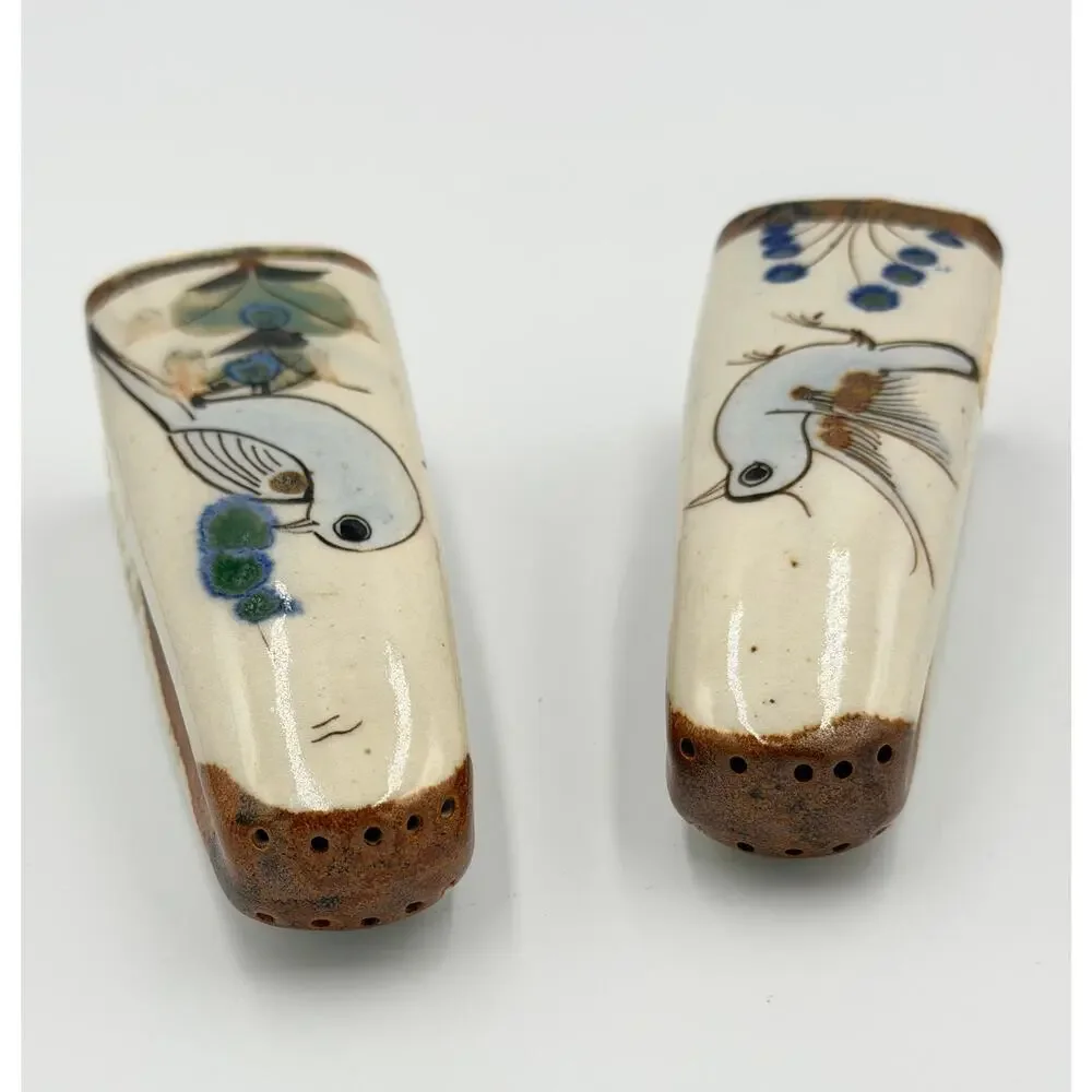 Folk-Art Ken Edwards Palomar Tonala Pottery Hand Painted Salt and Pepper Shakers